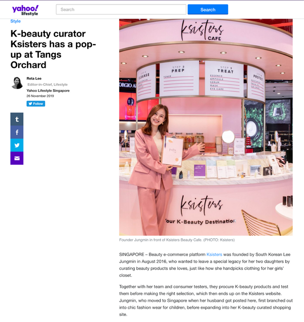 K-beauty curator Ksisters has a pop-up at Tangs Orchard by yahoo! lifestyle