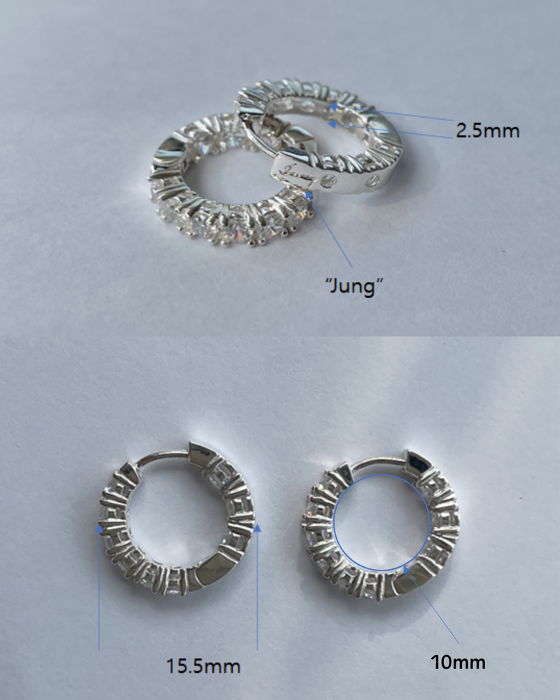 Dear Jung 925 Silver (Simulated Diamond) Huggie Earrings