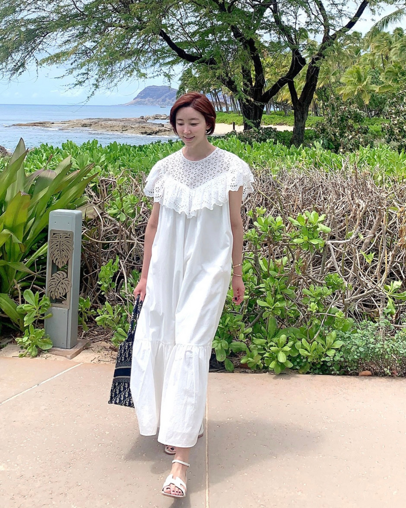 White cotton 2025 one piece dress